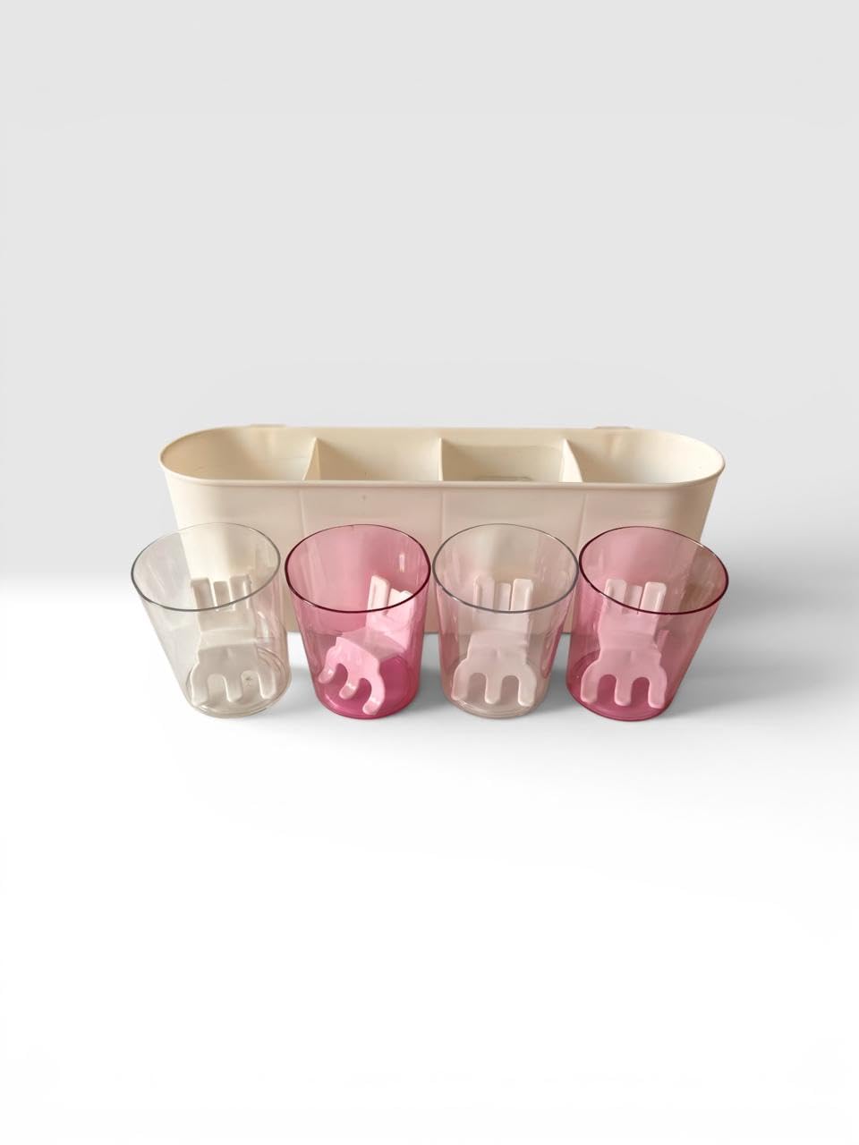 Kozykit Trends Tooth Brush Holder Wall Mounted for Bathroom with 2 Mouthwash Cups Bathroom Toothbrush Organizer | Multi-Compartment, Dustproof & Bathroom Storage (Toothbrush Holder)