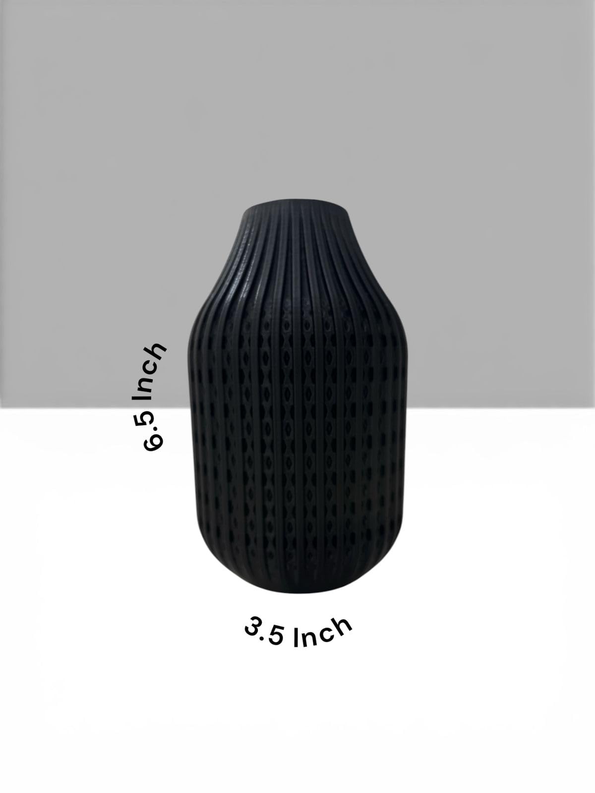 Modern Ribbed Decorative Flower Vase Set for Living Room Table Décor | Premium Matte Finish Blue & Black Vase for Home, Office, Bedroom & Center Table Styling | Artificial Flowers (Orange)