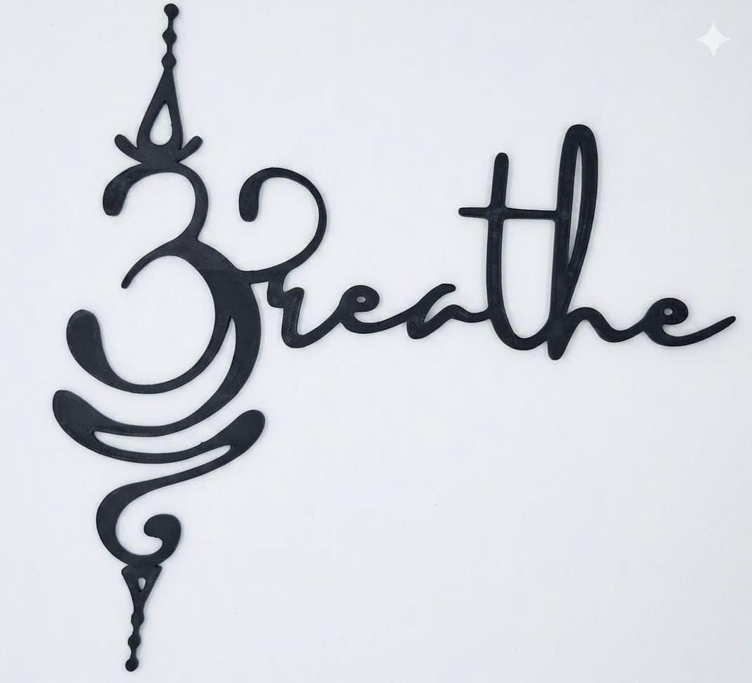Plastic Om Breathe Wall Hanging, Black, Spiritual Zen Meditation Decor, Sacred Symbol Art for Living Room, Bedroom