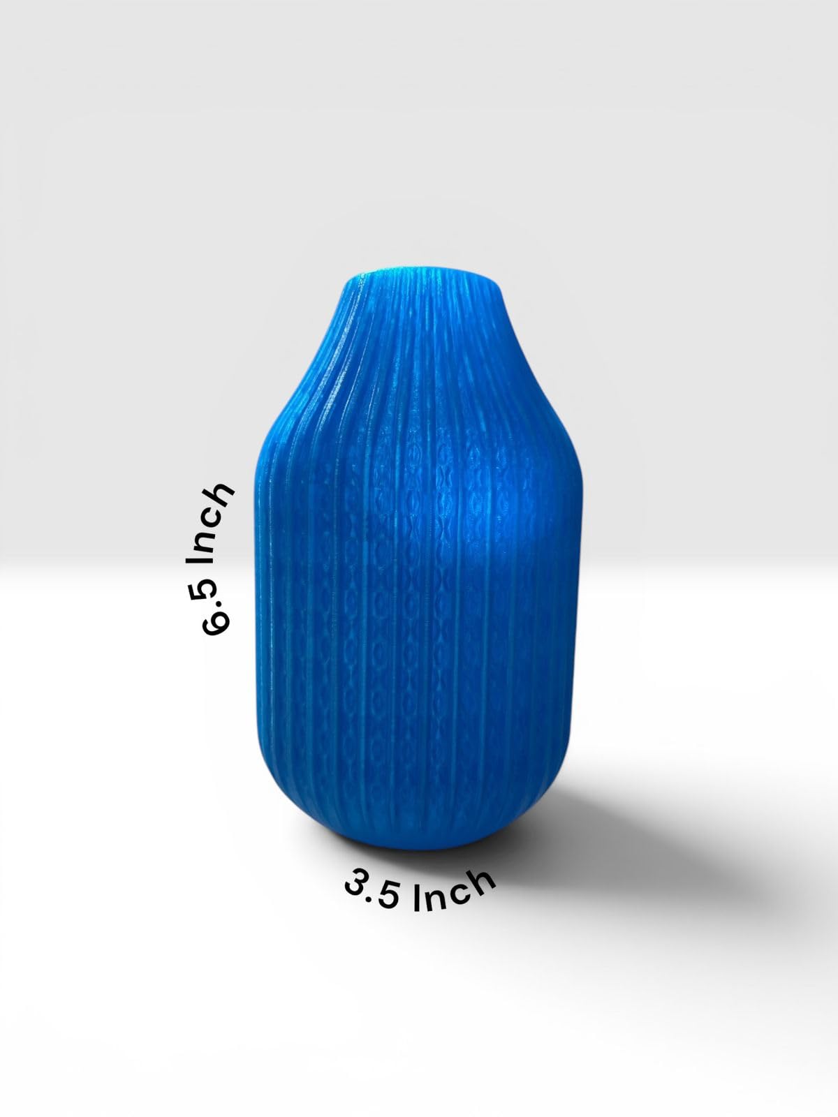 Modern Ribbed Decorative Flower Vase Set for Living Room Table Décor | Premium Matte Finish Blue & Black Vase for Home, Office, Bedroom & Center Table Styling | Artificial Flowers (Orange)