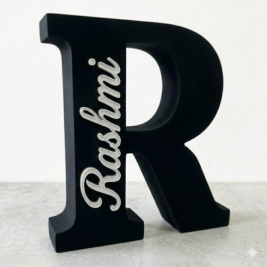 Personalised Name Letter Standing Sign Custom Table Decor | 3D Printed Alphabet Sign 16x14x2cm | Modern Home Room Decoration | Nursery Bedroom Office Wedding Gift Showpiece (Purple_Gourav)