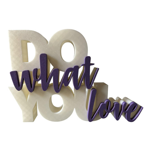 Kozykit Trends Do What You Love Desk Sign, 3D Printed Table Decor, White and Black, Inspirational Quote, Office and Home Decoration, (White & Red)