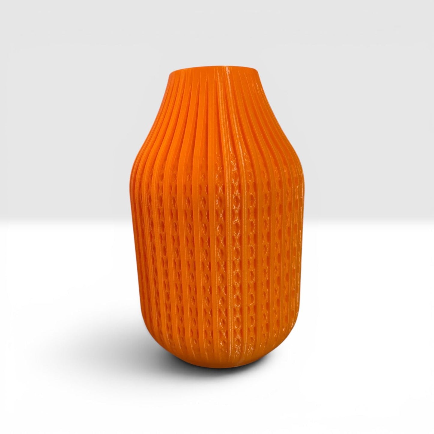 Modern Ribbed Decorative Flower Vase Set for Living Room Table Décor | Premium Matte Finish Blue & Black Vase for Home, Office, Bedroom & Center Table Styling | Artificial Flowers (Orange)