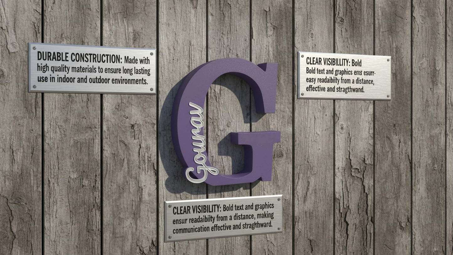 Personalised Name Letter Standing Sign Custom Table Decor | 3D Printed Alphabet Sign 16x14x2cm | Modern Home Room Decoration | Nursery Bedroom Office Wedding Gift Showpiece (Purple_Gourav)